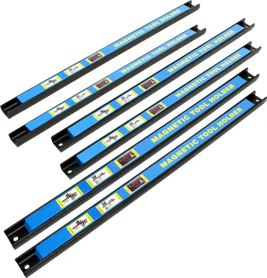 Produktbild von Wiltec magnetická lišta sada 6 46 cm držiak na náradie z ocele Koľajnica ako nástenný držiak pre dielňu na montáž na stenu Nástenný magnetický pás na náradie