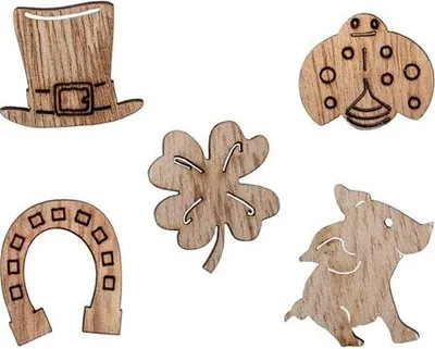 Produktbild von 600x Glücksbringer aus Holz natur 5 Motive gemischt 2.5 cm