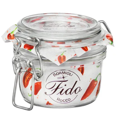 Obrázek produktu pro Bormioli Rocco drátěná sklenice Fido kulatá zavařovací sklenice na dezerty 125 ml