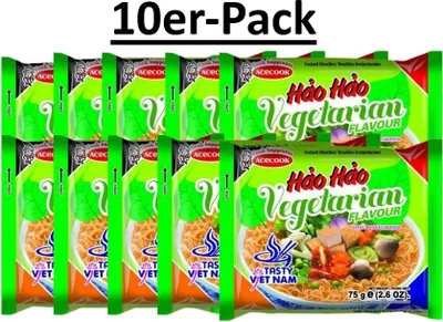 Produktbild von 10er-Pack ACECOOK Instantnudeln Hao Hao Gemüse Vegetable 75g