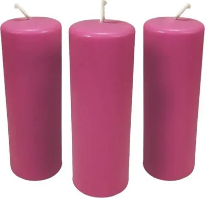 Produktbild von 3x Stumpenkerzen Rustikal Höhe 95mm Ø34mm aus Bienenwachs Tropfkerzen Rose 36361