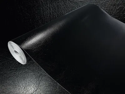 Produktbild von Klebefolie Möbel 90x25 cm - Leder Schwarz - Möbelfolie selbstklebend im Deko-Stil - Folie für Möbel zur einfachen Renovierung von Türen, Tischen und Regalen - Klebefolie dekorativ und abwaschbar