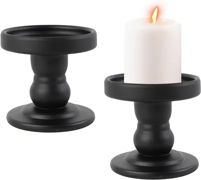 Immagine prodotto di Candele portacandele in vetro nero, set da 2, ideali per il soggiorno, per la decorazione