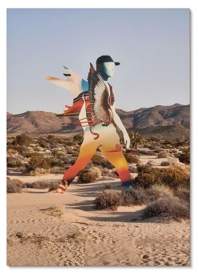 Produktbild von POSTER - 42x59 cm (A2) - Issa0 - Figur im surrealen Wüstenmotiv - Wandbild für Wohnzimmer Schlafzimmer & Flur, Modernes Poster Wanddeko, Ungerahmt