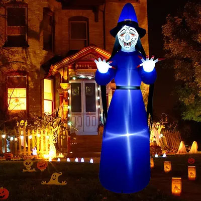 Aufblasbare Halloween-Hexe 308 cm mit LED-Beleuchtung