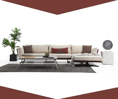 Produktbild von Ecksofa L-Form Beige Modern Stoff Design Wohnzimmer Sofa Polyester