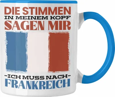 Produktbild von Trendation - Frankreich Tasse Urlaub Heimat Geschenk Spruch Franzose France Geschenkidee (Blau)