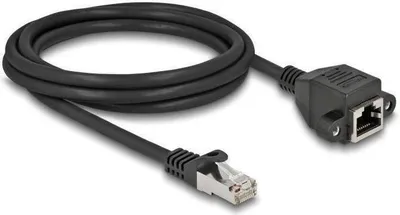 Productafbeelding van DELOCK 2 meter netwerkkabel, categorie 6a, voor netwerkapparatuur - Tweede aansluiting: 1 x RJ45-connector - Verlengkabel - Afgeschermd - Zwart
