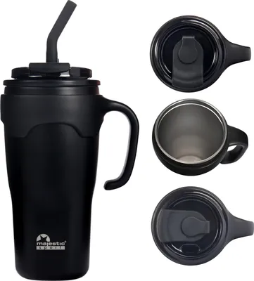 Image de Majestic Sport Jelly Gobelet isotherme avec paille 650 ml noir.