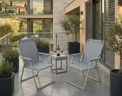 Produktbild von 2er Set Campingstuhl SUNNY SEAT Grau faltbarer Klappstuhl Faltstuhl Outdoor Stuhl