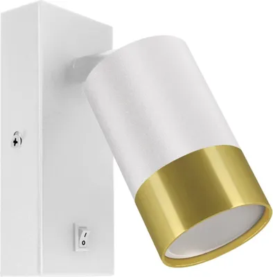 Image de Applique Orientable avec Interrupteur BLANC et OR pour Ampoule GU10