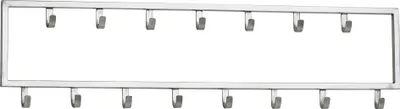 Wandgarderobe Stahl Silber 80x20x4cm Hakenleiste Design Flur in Gesamtansicht mit 15 metallischen Haken an Stahlrahmen.