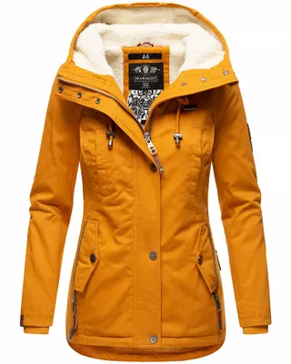Produktbild von Marikoo Bikoo Damen Winterjacke mit Kapuze Parka Mantel Anorak Teddyfell Futter Cinnamon Gr. 34 - XS