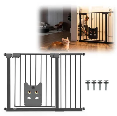 Produktbild von JOIEYOU Treppenschutzgitter ohne Bohren, Türschutzgitter mit Haustier-Schiebetür, Einhandbedienung, Baby Türgitter für Treppe Tür Flur, Schwarz, 105–115cm