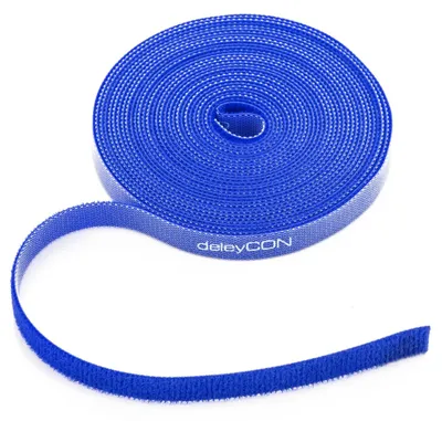 Produktbild von deleyCON 5m Klett Kabelbinder Klettbandrolle 10mm zuschneidbar - Blau