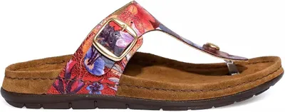 Image de Sandales pour femmes Rohde Rodigo : sandales à bride entre les orteils avec imprimé floral, semelle intérieure à mémoire de forme, boucle réglable