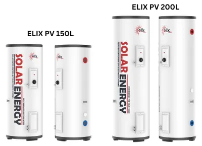 Zdjęcie produktu dla ELIX Fotowoltaiczny podgrzewacz wody 150 l, 1100 W, bezpośrednie podłączenie do paneli PV, automatyczne przełączanie na 230 V