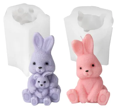 Produktbild von 3D Osterhase Silikonform Kerzenhalter, Ostern Kaninchen Silikonformen Gießformen, Kaninchen Gießformen Silikon, Silikonform Hase, Silikonform Ostern für Schokolade, Seife, Ostergeschenke (2 PCS)