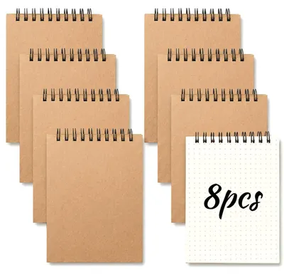 Produktbild von Notizblöcke A6 dotted, 8 Stück Spiralblock, 80 Blatt, Punktpapier, Kraftpapier-Einband