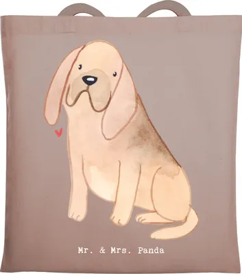 Produktbild von Mr. & Mrs. Panda Tote Bag Bloodhound Moment - Braun Pastell - Geschenk, Einkaufstüte, St. Hubertushund, Tasche, Laptoptasche, Chien De Saint Hubert, Shopping, Schultasche