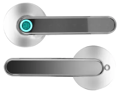 Obrázek produktu pro Dveřní klika s otiskem prstu - Biometrický přístup - Světlý chrom - Přístup pomocí klíče