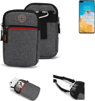 Produktbild von K-S-Trade Holster Gürteltasche kompatibel mit Huawei P40 4G Handy Tasche Schutz Hülle grau Zusatzfächer 1x