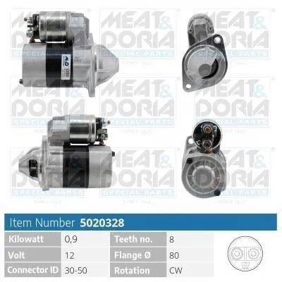 Produktbild von MEAT & DORIA 5020328 Starter Anlasser 0,9kW 12V