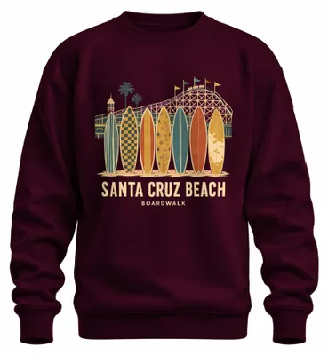 Produktbild von Santa Cruz Beach Boardwalk Surfen California Surfbrett USA Sweatshirt Pullover, Burgundy, M