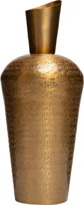 Produktbild von INNA-Glas Dekoflasche Metallvase Victorino, Struktur, Gold, 41 cm, Ø 16,5 cm - Deko Vase für Trockenblumen