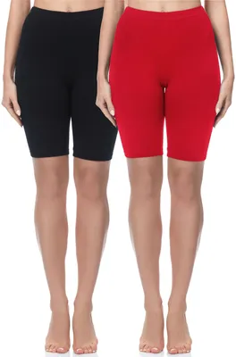 Image de Leggings courts en coton pour femme Merry Style, lot de 2 MS10-200 (noir/rouge (lot de 2), taille M)