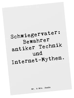 Produktbild von Mr. & Mrs. Panda Postkarte Spruch Schwiegervater Geschichten - Weiß - Geschenk, Lächeln, Verwandtschaft, Ansichtskarten, Geschenke, Ansichtskarte, Jubiläen, liebevoll