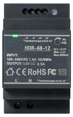 Obrázek produktu pro HDR-60-12 DC 12V 4,5A 60W spínaný zdroj napájení na lištu DIN