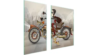 Immagine prodotto di Piastre copri fornelli 2 pezzi 75x52 Vetroceramica copri piano cottura vetro tagliere moto grigio