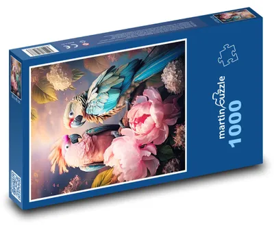 Obrázek produktu pro Puzzle 1000 Papoušci mezi pivoňkami - martinpuzzle