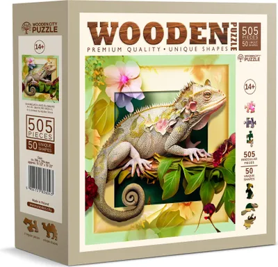 Produktbild von WOODEN CITY: Holzpuzzle "Chamäleon und Blumen", 505 Teile