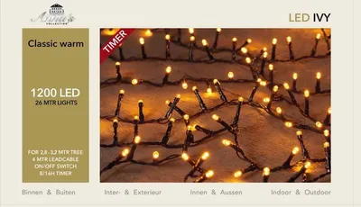 Productafbeelding van Kerstverlichting LED classic Ivy 1200 LED / 26 meter zwart met timer Anna's collection