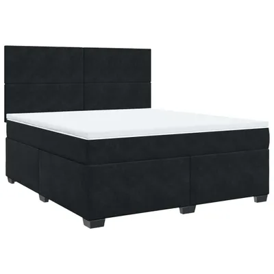 Image de Sommier à lattes de lit avec matelas Noir 180x200 cm Velours