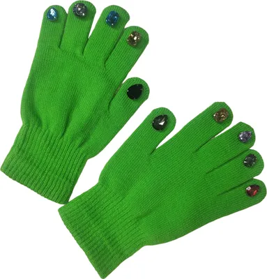 Produktbild von Damen-Strickhandschuhe mit Strasssteinmuster, dick gefüttert, winddicht, ideal für Winter, Reiten und Outdoor-Aktivitäten. Modische Accessoires.
