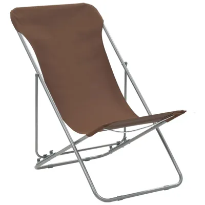 Image de vidaXL Chaises de plage pliantes 2 pcs. acier et tissu Oxford brun