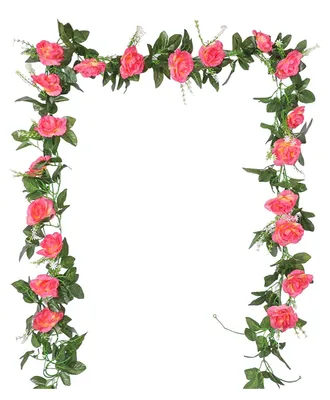 Produktbild von 220 cm künstliche Rosengirlande, realistische Hängedekoration für drinnen und draußen, künstliche Blumenranken, ideal für Hochzeiten, Partys, Frühlingsdekorationen, Kaminsims, Veranda oder Treppenaufgang.