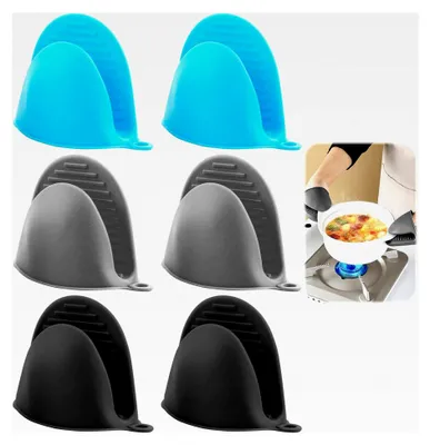 Produktbild von 3 Paar Mini Silikon Ofenhandschuhe Hitzebeständig, Rutschfest, Lebensmittelecht, Langlebig für Küche, Backen, Kochen