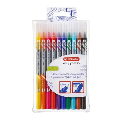 Zdjęcie produktu dla Pióro z fibrową końcówką Herlitz fineliner my.pen 2 końcówki opakowanie 10 szt
