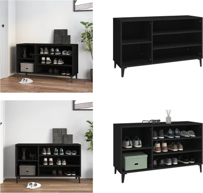 Produktbild von vidaXL Schuhregal Schwarz 102x36x60 cm Holzwerkstoff - Schuhschrank - Schuhschränke - Schuhregal - Schuhaufbewahrung