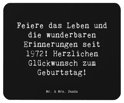 Produktbild von Mr. & Mrs. Panda Mauspad Spruch 1972 Geburtstag - Schwarz - Geschenk, Glückwünsche, Alter, laptop mousepad, Geburtstagsgruß, Mouse Pad, 50., Geburtstagsgeschenk, computer