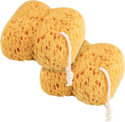 Produktbild von Badeschwamm mit Kordel 13 cm, Peeling Schwämme Körperschwamm, Wabenschwamm