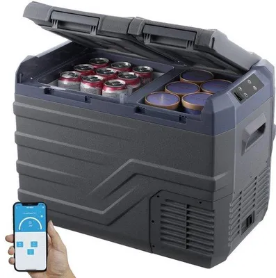 Obrázok produktu pre Prenosná chladnička s mrazničkou - 32L dvojzónová - 60W chladiaci box do auta a na kempovanie - prenosné chladenie