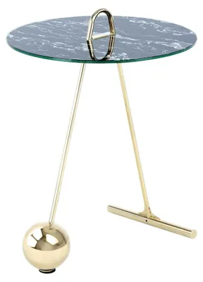 Imagen del producto de Mesa de centro de diseño Pendulum en oro y cristal efecto mármol