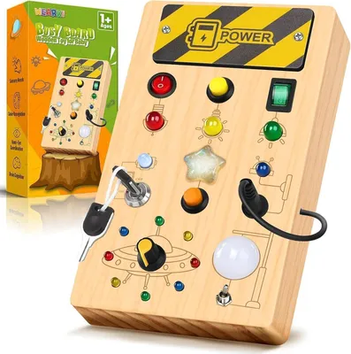 Image de Jouets Montessori dès 1 an Busy Board LED Jouets en bois