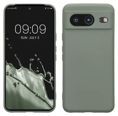 Produktbild von kwmobile Slim Case kompatibel mit Google Pixel 8 Hülle - Handyhülle aus Silikon in Graugrün