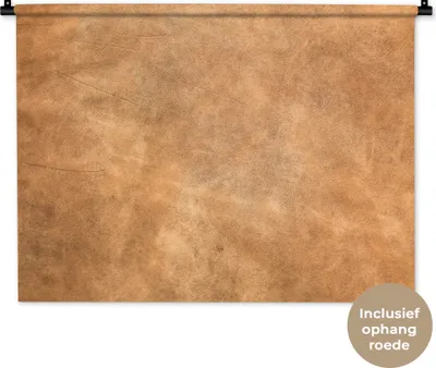 Produktbild von MuchoWow® Wandteppich Wandbehang Leder - Strukturiert - Lederoptik - Braun 90x67.5 cm Tapisserie Dekoration Wandtuch - Fototeppich - Wand-Skulpturen